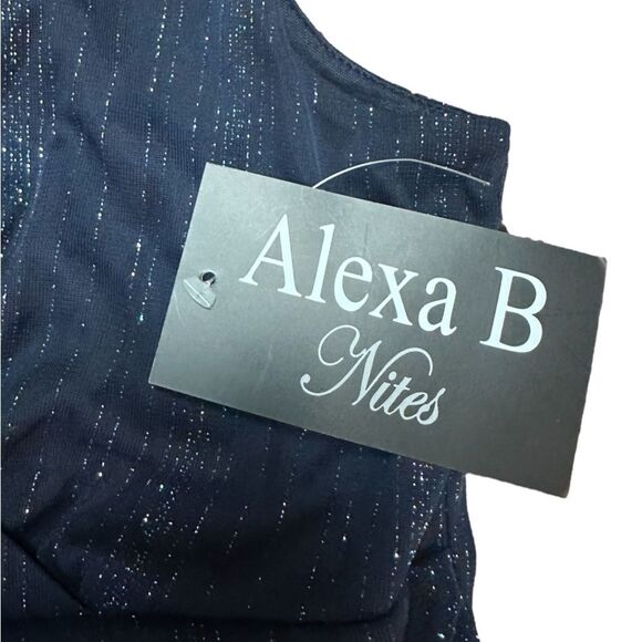 Alexa B Nites Shimmer Metallic Navy Maxi Dress Gown Formal Sleeveless NEW Size 8 - Picture 10 of 10